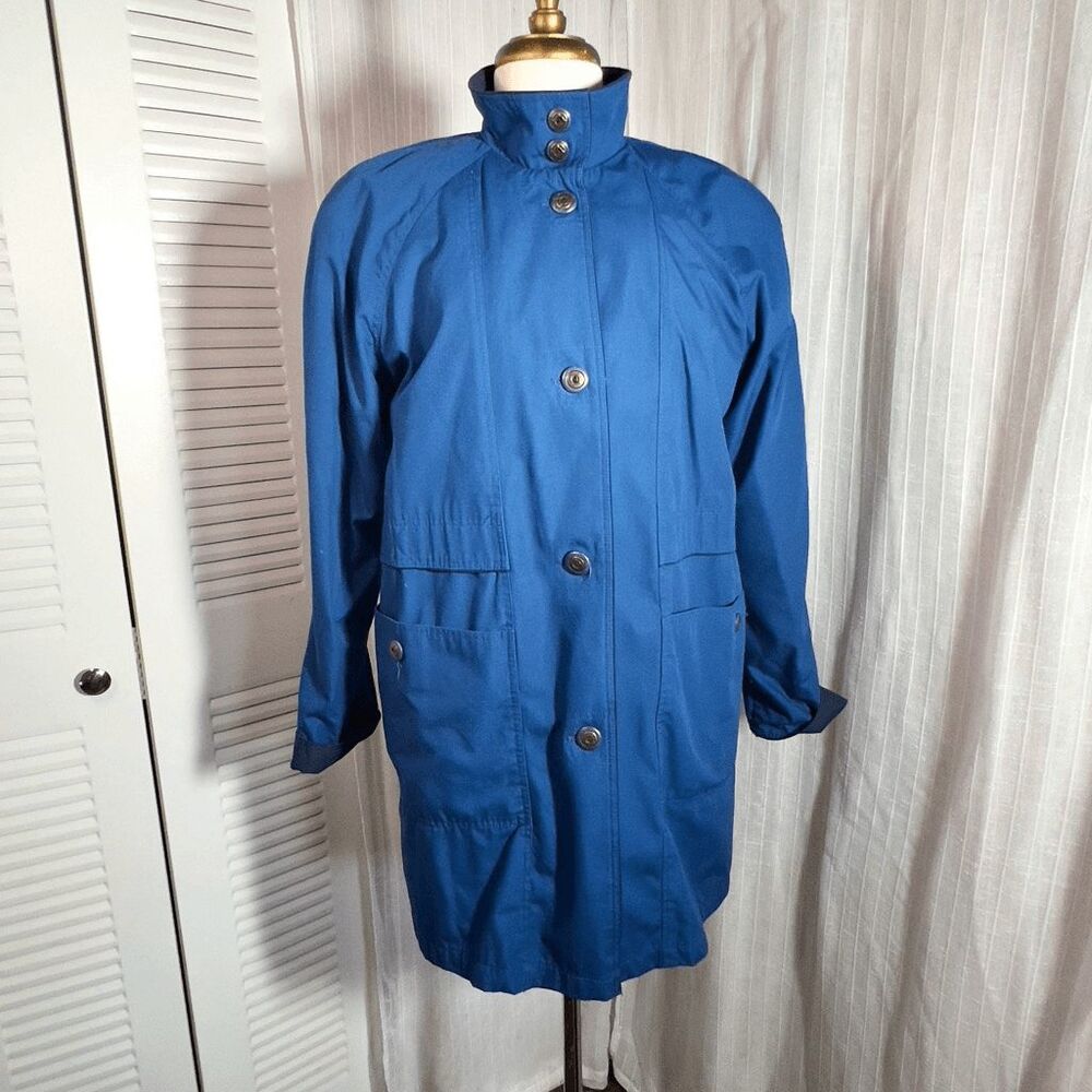 Misty Harbor Coat Petite 8 Vintage 80's Retro Sportswear Dark Blue Trench Coat